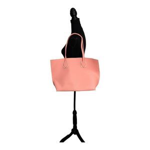 Elizabeth Arden Peach Colored Faux Leather Striated Tote with Flowers